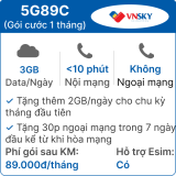 Sim 5G VNSKY 5G89C 3GB/Ngày có nghe gọi - Free 1 tháng